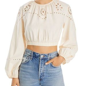 Rhode Adeline Eyelet Crop Top In Ecru size M Medium NWT